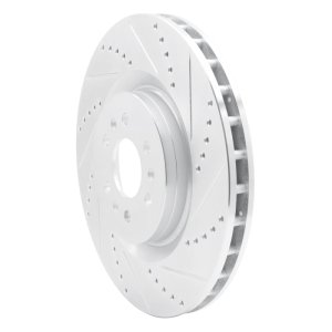 Cadillac CTS Brake Rotor (1) - Front Right - R1 Concepts - Drilled & Slotted - Silver - `04-`11